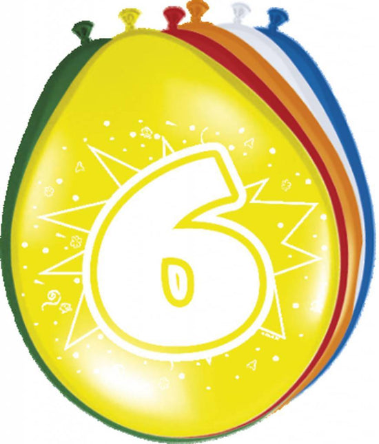 Ballonnen 6 Jaar 30cm 8st - Partywinkel - 8714572082068