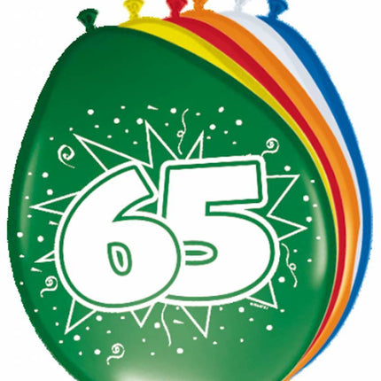 Ballonnen 65 Jaar 30cm 8st - Partywinkel - 8714572082655