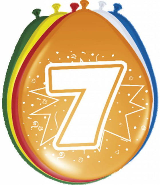 Ballonnen 7 Jaar 30cm 8st - Partywinkel - 8714572082075