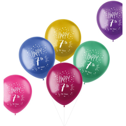 Ballonnen 7 jaar Happy 7th 33cm 6st van Folat koop je bij Partywinkel