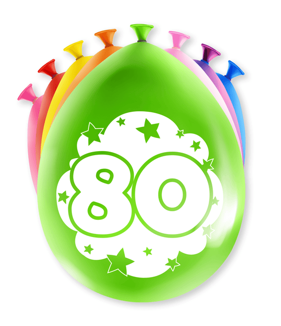 Ballonnen 80 Jaar Hoera 30cm 8st van Paper Dreams koop je bij Partywinkel