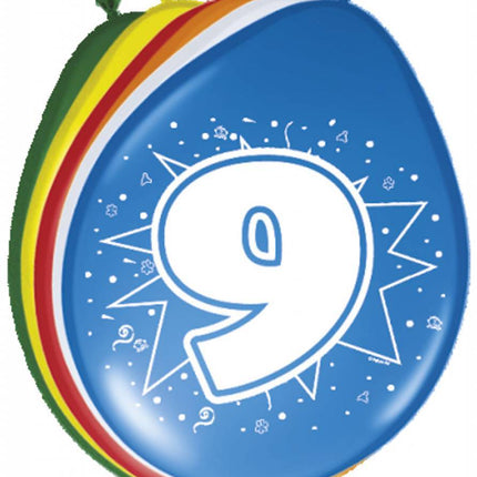 Ballonnen 9 Jaar 30cm 8st - Partywinkel - 8714572082099