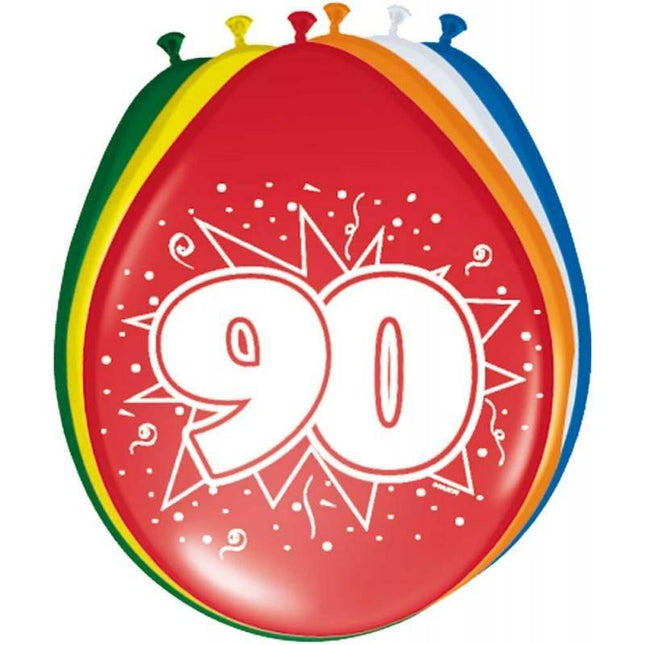 Ballonnen 90 Jaar 30cm 8st van Folat koop je bij Partywinkel