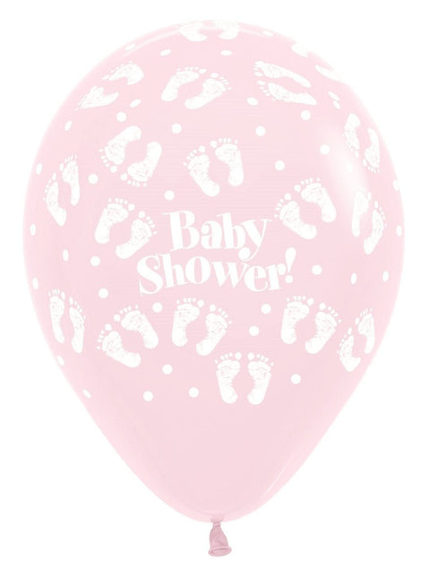 Ballonnen Baby Shower Footprints Pastel Matte Mix 30cm 25st van Sempertex koop je bij Partywinkel