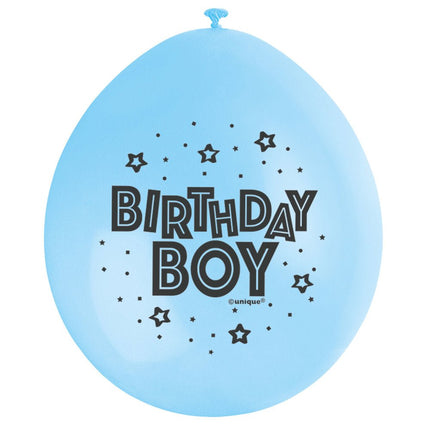 Ballonnen Birthday Boy 28cm 10st van Unique koop je bij Partywinkel