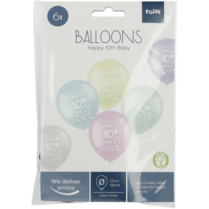 Ballonnen Happy 10Th Bday 33cm 6st van Folat koop je bij Partywinkel