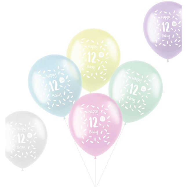 Ballonnen Happy 12Th Bday 33cm 6st van Folat koop je bij Partywinkel