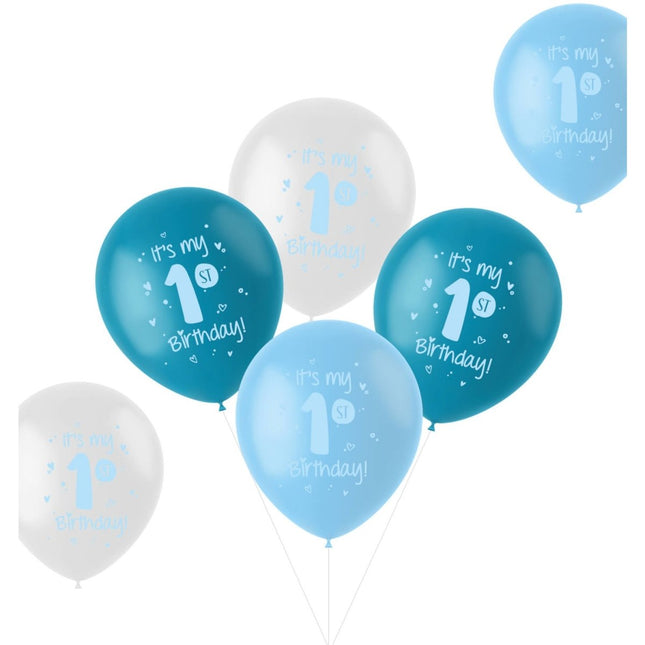 Ballonnen It'S My 1St Birthday Blauw 33cm 6st van Folat koop je bij Partywinkel