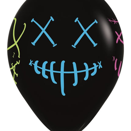 Ballonnen Masks Neon Ink Black 30cm 25st van Sempertex koop je bij Partywinkel