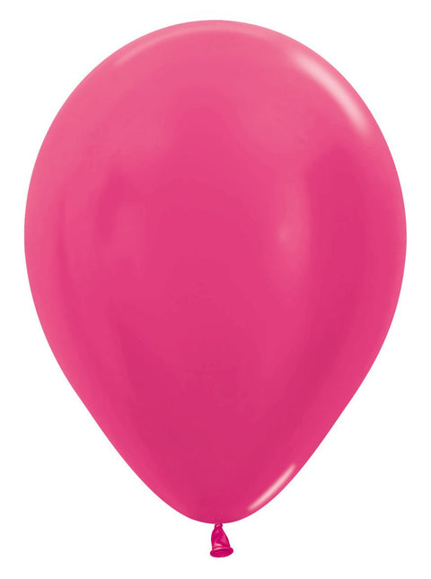 Ballonnen Metallic Fuchsia 30cm 12st van Sempertex koop je bij Partywinkel