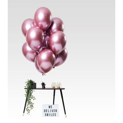 Ballonnen Mirror Effect Roze 33cm - 12 stuks van Folat koop je bij Partywinkel