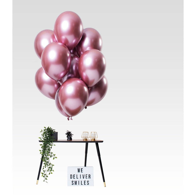 Ballonnen Mirror Effect Roze 33cm - 12 stuks van Folat koop je bij Partywinkel