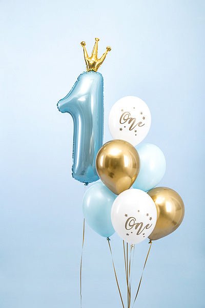 Ballonnen One Mix Blauw 30cm 6st van Partydeco koop je bij Partywinkel