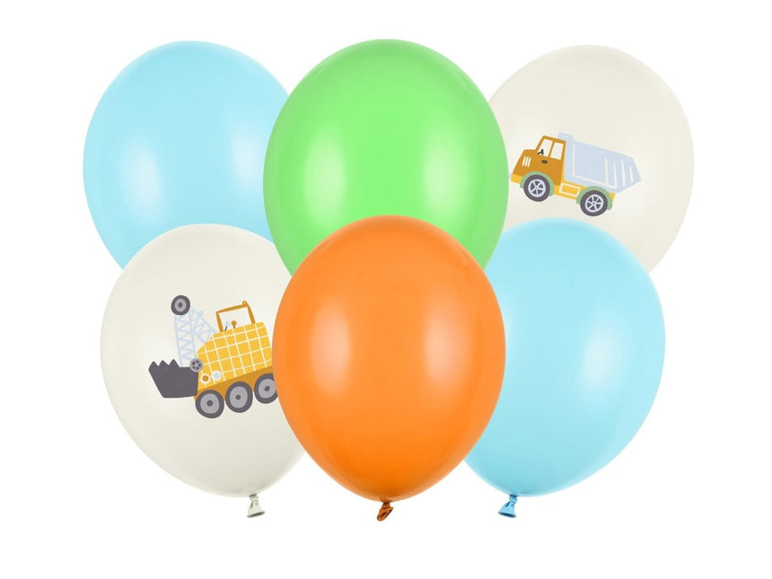 Ballonnen Set Bouwvoertuigen 30cm 6st van Partydeco koop je bij Partywinkel