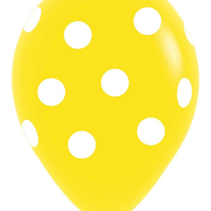 Ballonnen White Polka Dots Mix 30cm 25st van Sempertex koop je bij Partywinkel
