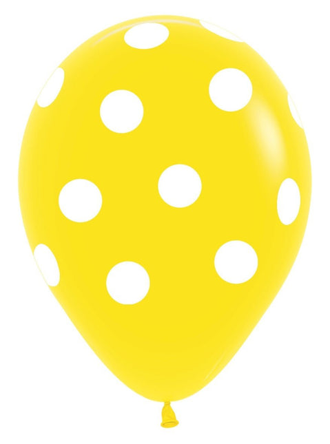 Ballonnen White Polka Dots Mix 30cm 25st van Sempertex koop je bij Partywinkel
