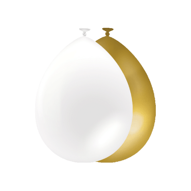 Gold Weiße Ballons 30cm 10Stk