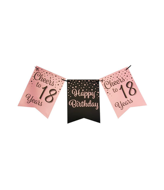 Banner 18 Jaar Roze Zwart 6m van Paper Dreams koop je bij Partywinkel