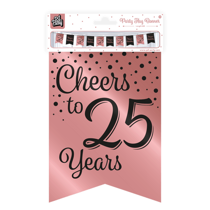 Banner 25 Jaar Roze Zwart 6m van Paper Dreams koop je bij Partywinkel