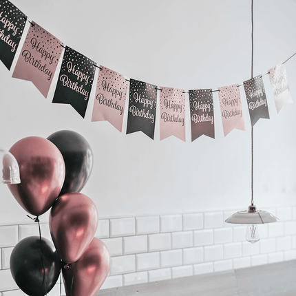Banner 60 Jaar Roze Zwart 6m van Paper Dreams koop je bij Partywinkel