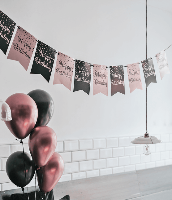 Banner 60 Jaar Roze Zwart 6m van Paper Dreams koop je bij Partywinkel
