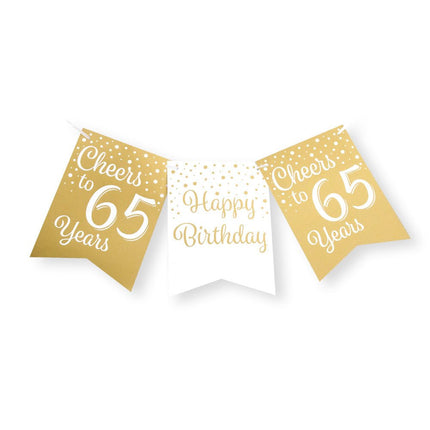 Banner 65 Jaar Goud Wit 6m van Paper Dreams koop je bij Partywinkel