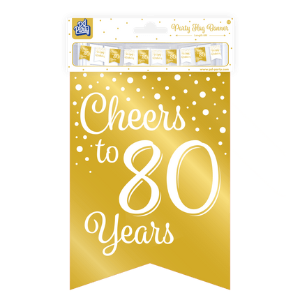 Banner 80 Jaar Goud Wit 6m van Paper Dreams koop je bij Partywinkel