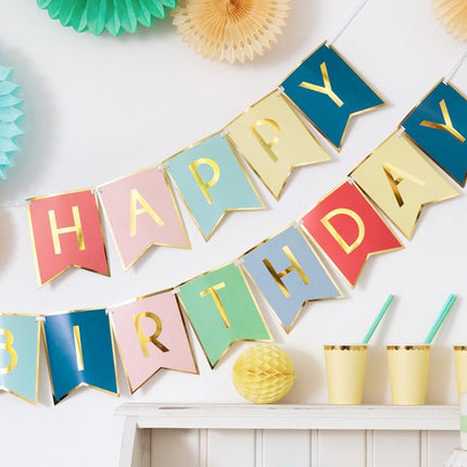 Banner Happy Birthday Gekleurd 1,75m van Partydeco koop je bij Partywinkel