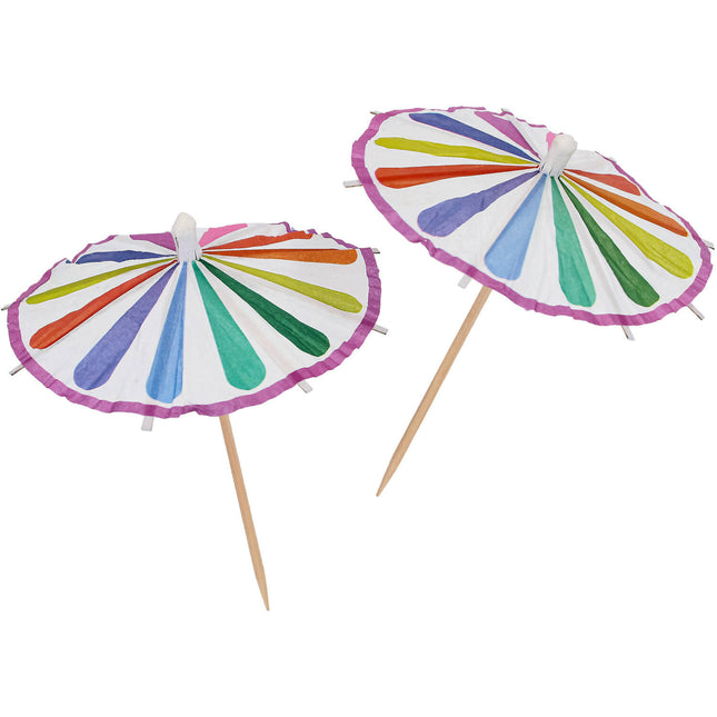 Bunte Cocktail Aufkleber Regenschirm 10Stück