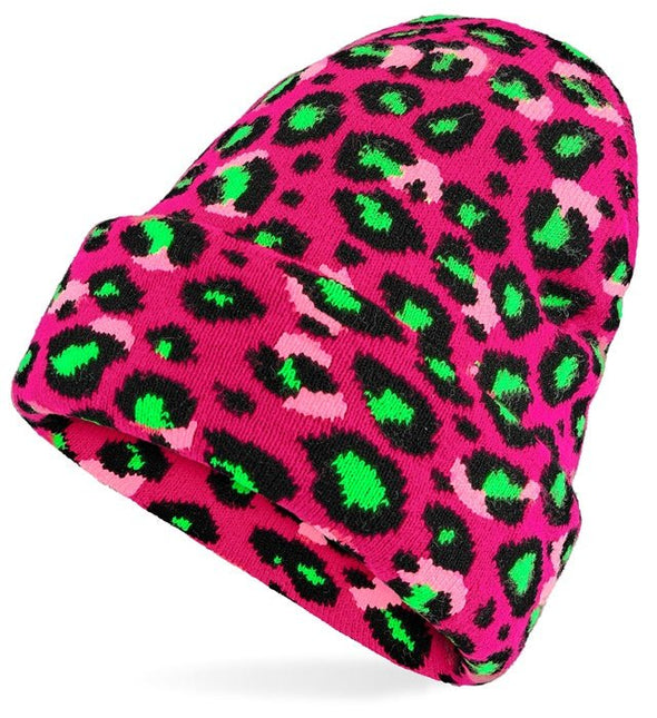 Beanie Luipaard Neon Roze van Widmann koop je bij Partywinkel