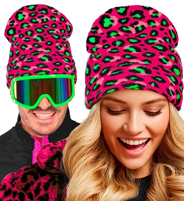 Beanie Luipaard Neon Roze van Widmann koop je bij Partywinkel