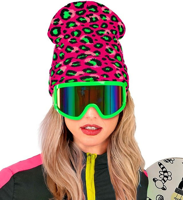 Beanie Luipaard Neon Roze van Widmann koop je bij Partywinkel