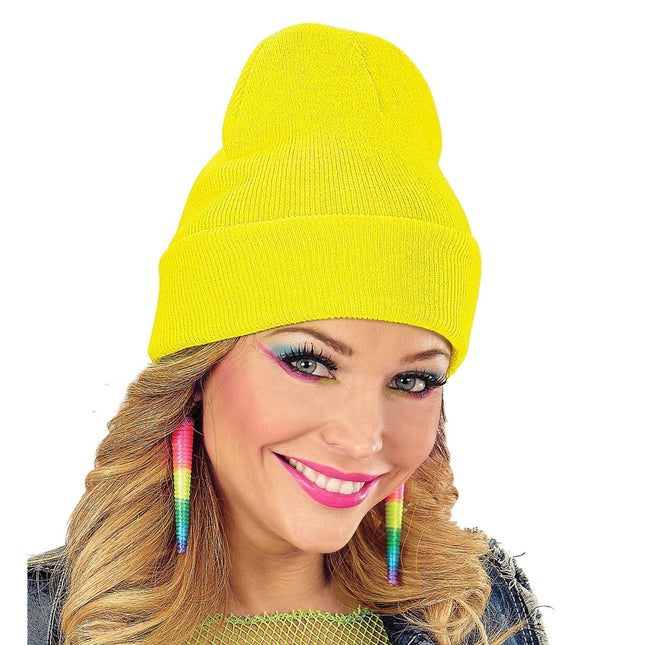 Beanie Neon Geel van Widmann koop je bij Partywinkel