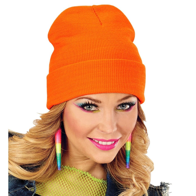 Beanie Neon Oranje van Widmann koop je bij Partywinkel