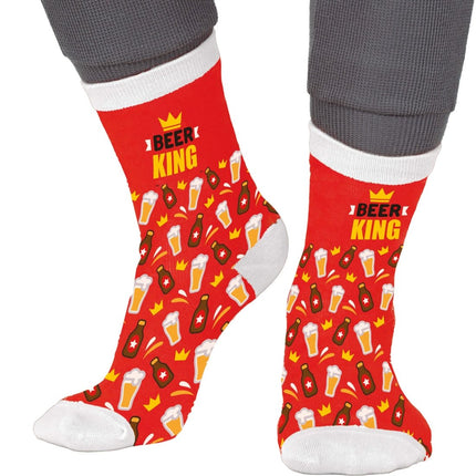 Beer King Sokken Volwassenen Rood van Fiestas Guirca koop je bij Partywinkel