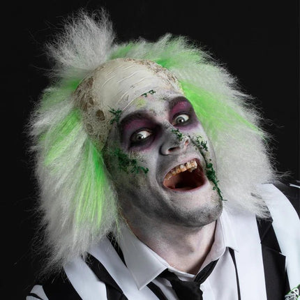 Beetlejuice Pruik met Latex Kale Kop van Smiffys koop je bij Partywinkel
