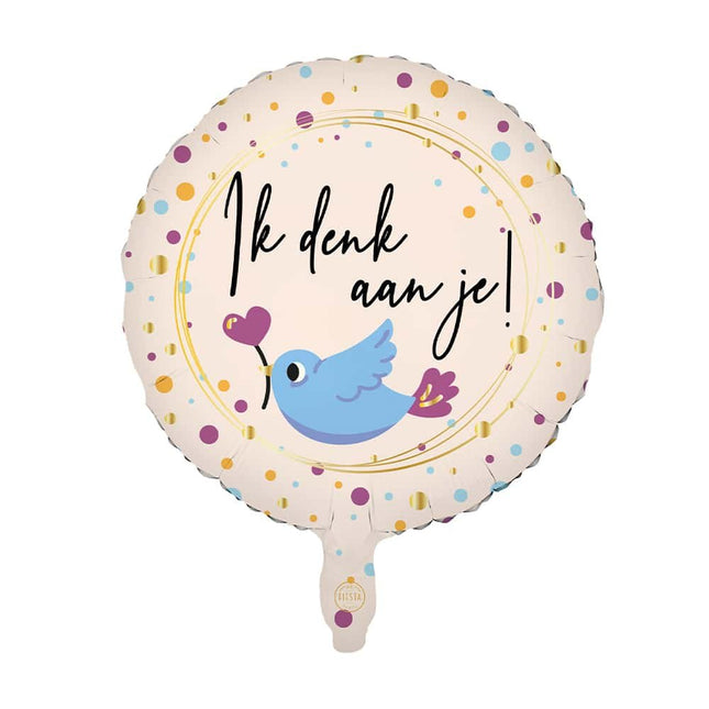 Beige Helium Ballon Ik Denk Aan Je Leeg 45cm van WeFiesta koop je bij Partywinkel