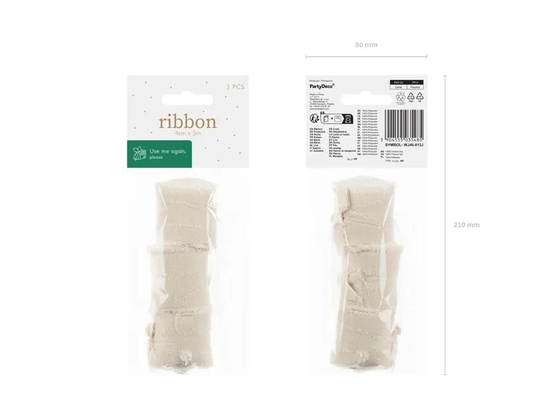 Beige Lint 5m 3st van Partydeco koop je bij Partywinkel