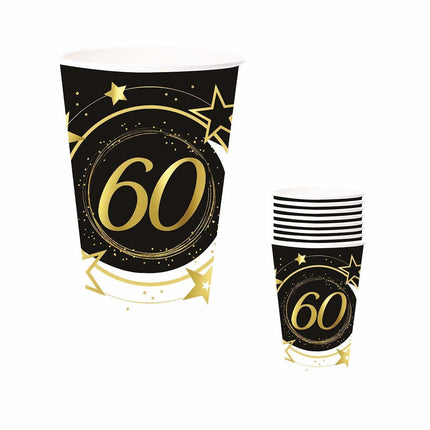 Bekers 60 Jaar 240ml 6st van Fiestas Guirca koop je bij Partywinkel