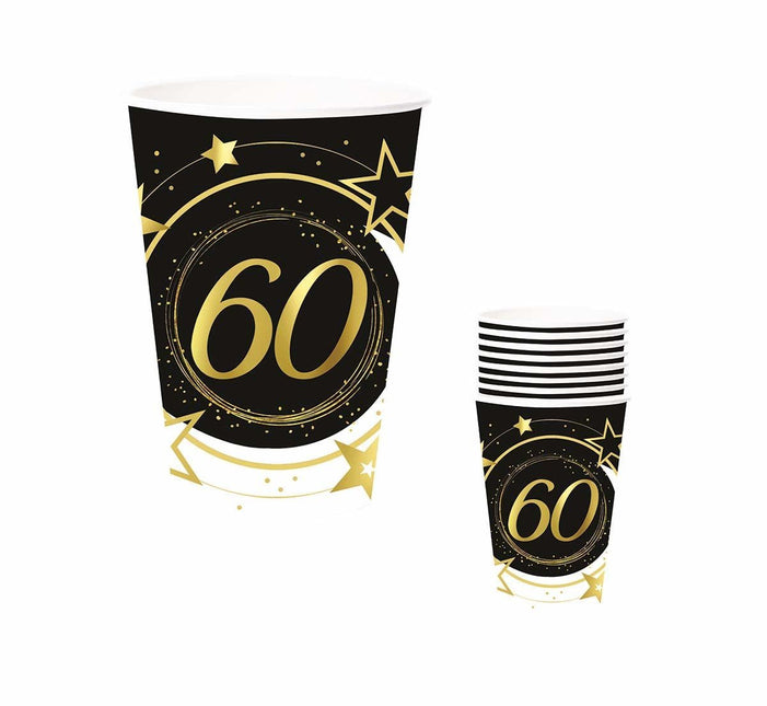 Bekers 60 Jaar 240ml 6st van Fiestas Guirca koop je bij Partywinkel