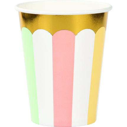 Bekers Strepen Pastel 256ml 8st van Creative Converting koop je bij Partywinkel