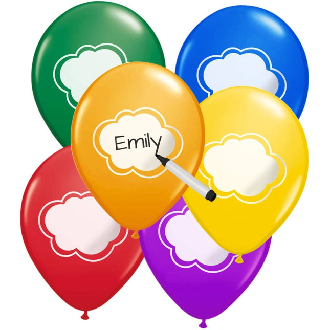 Beschrijfbare ballonnen meerkleurig - 6 stuks van Folat koop je bij Partywinkel