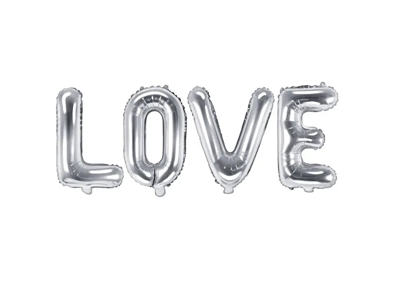 Buchstaben Ballon Set Liebe Silber Leer 1.4m