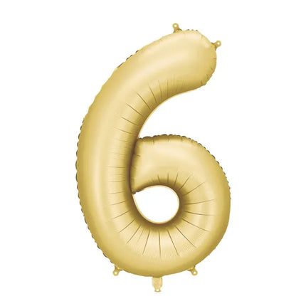 6 Jahre Figur Ballon Gold Satin Folie Leer 86cm