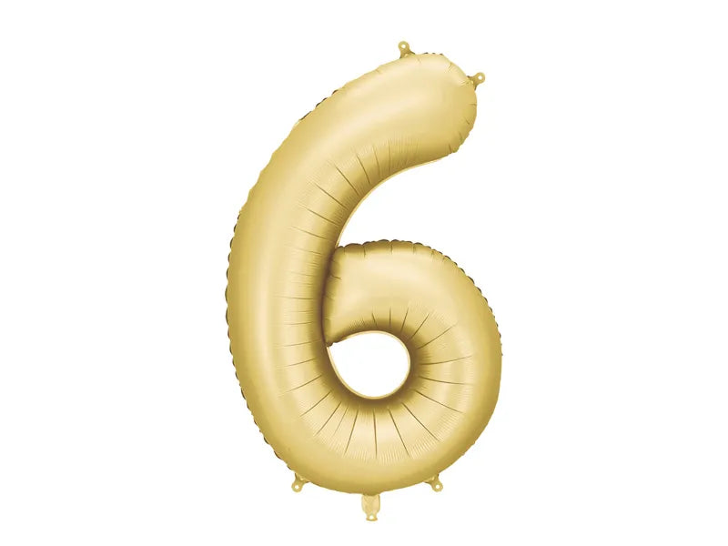 6 Jahre Figur Ballon Gold Satin Folie Leer 86cm
