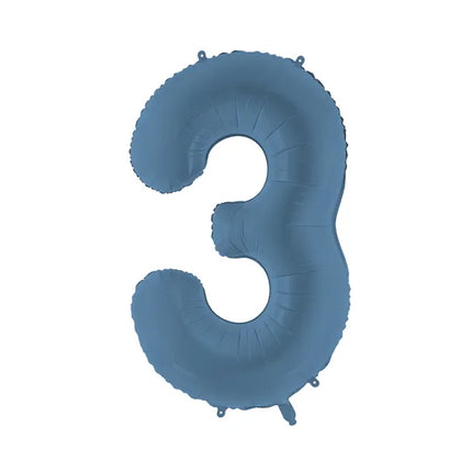 3 Jahre Figur Ballon Blau Matt Leer 86cm