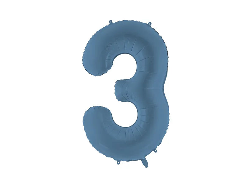 3 Jahre Figur Ballon Blau Matt Leer 86cm