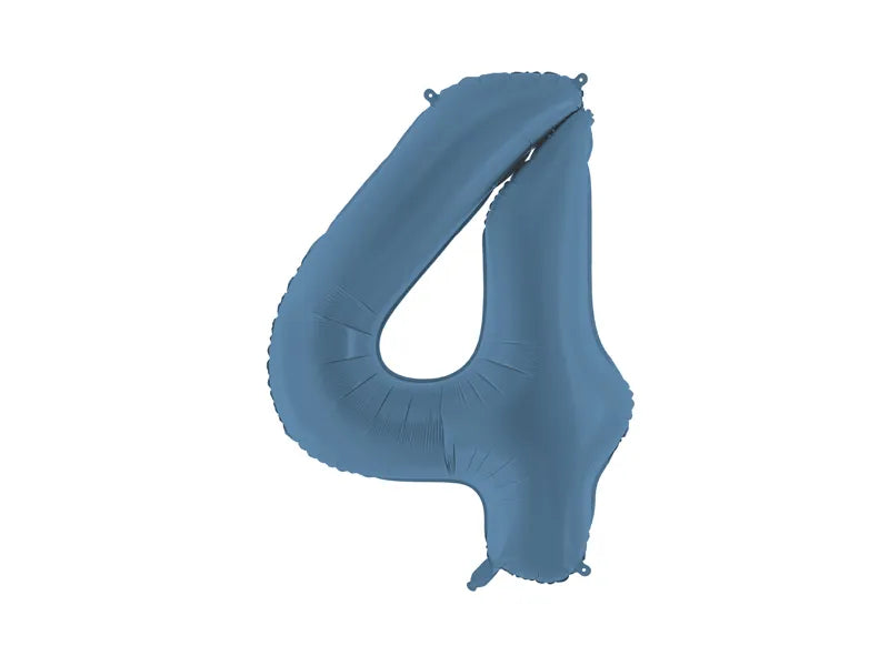 4 Jahre Figur Ballon Blau Matt Leer 86cm