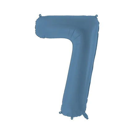 7 Jahre Figur Ballon Blau Matt Leer 86cm