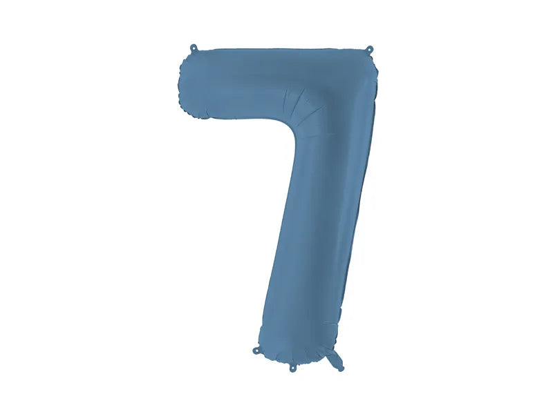 7 Jahre Figur Ballon Blau Matt Leer 86cm